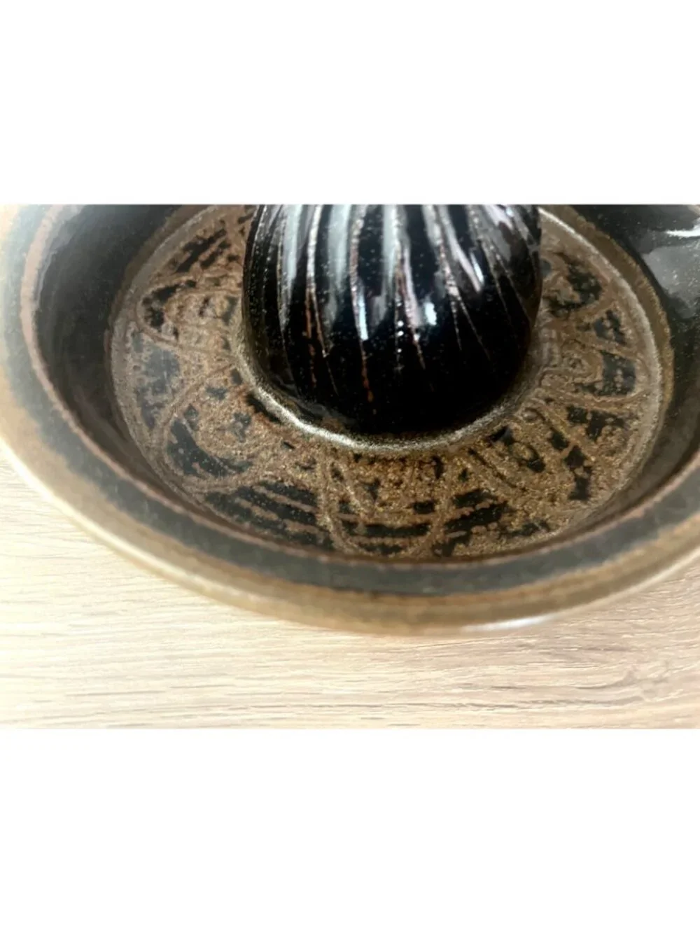 Handmade Studio Art Pottery Citrus Juicer Reamer Stoneware Brown Folk Art